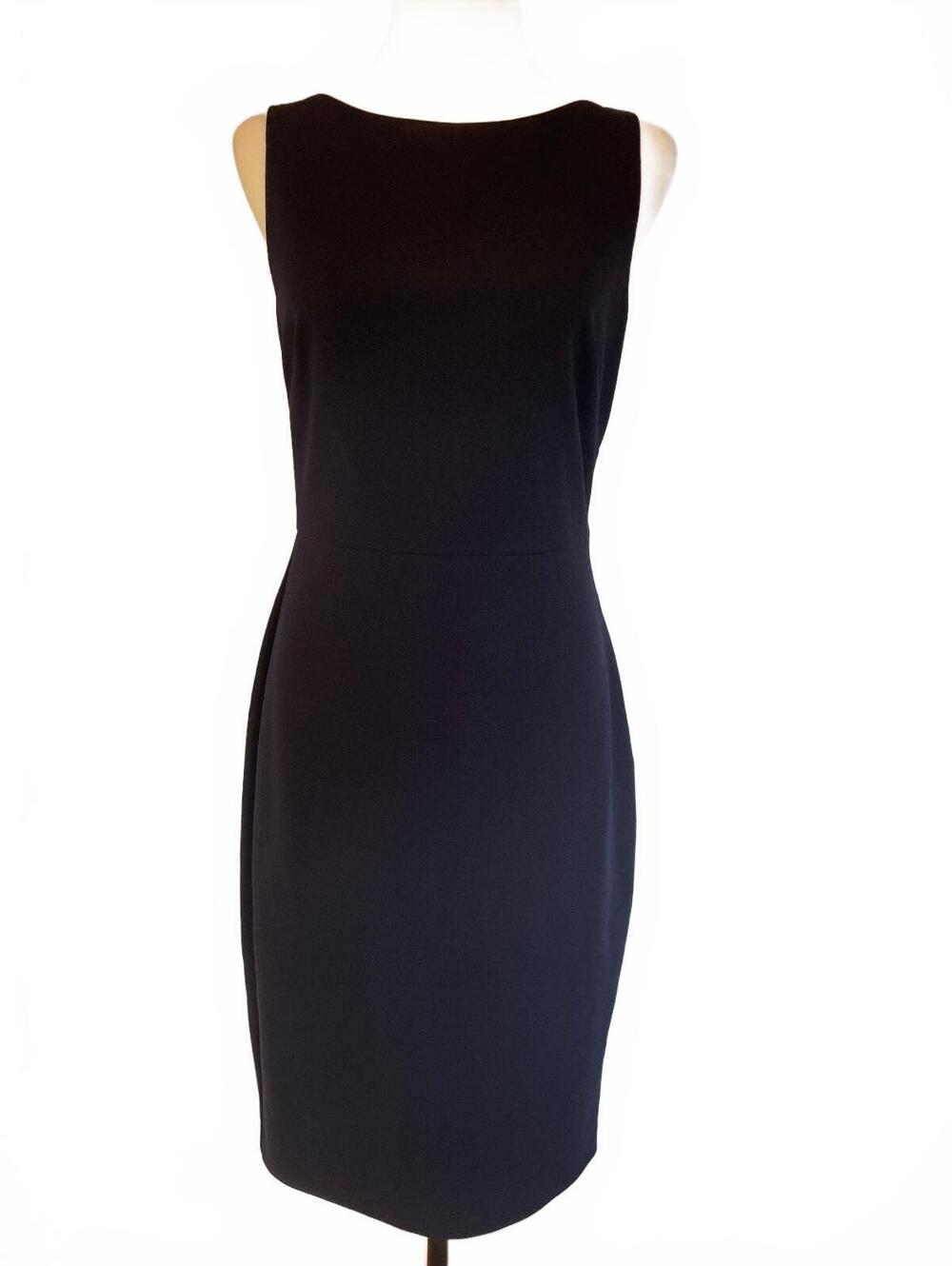 Vince Camuto 6 Navy Sheath Dress Bow Back Bateau Neck Office Siren Minimalist
